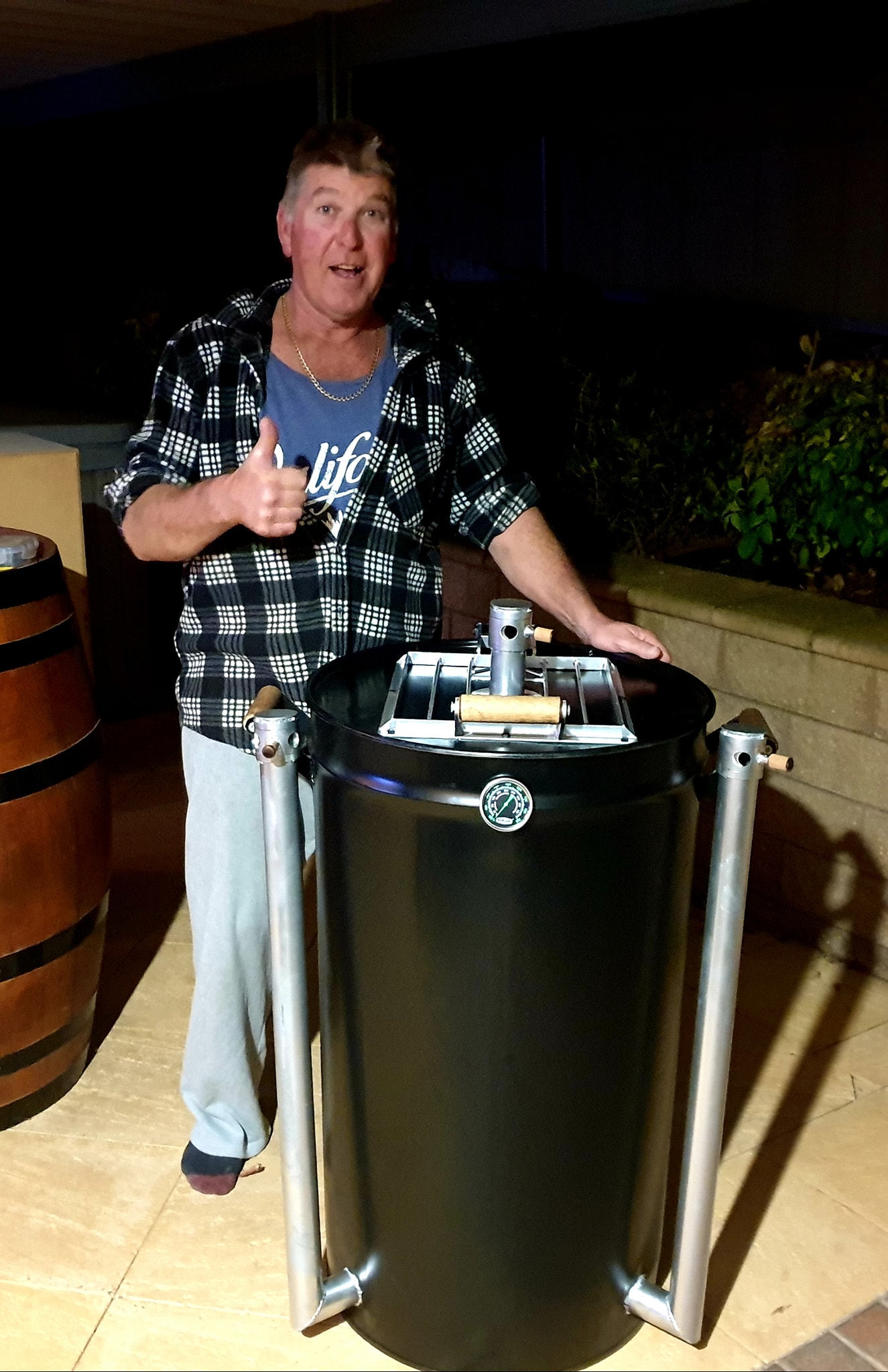 Warney with his Ugly Dan smoker